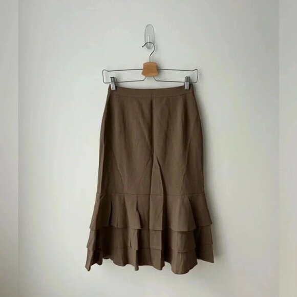 Vintage wool high waist ruffle hem pencil skirt made in France - Picture 1 of 12